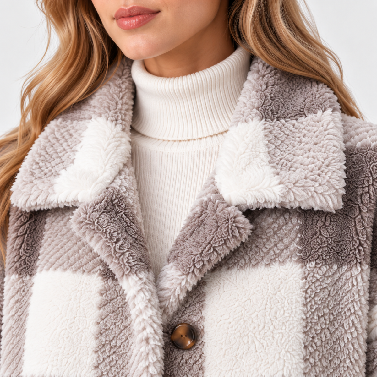 Geraldine | Plaid Button-Front Fleece Jacket for Women