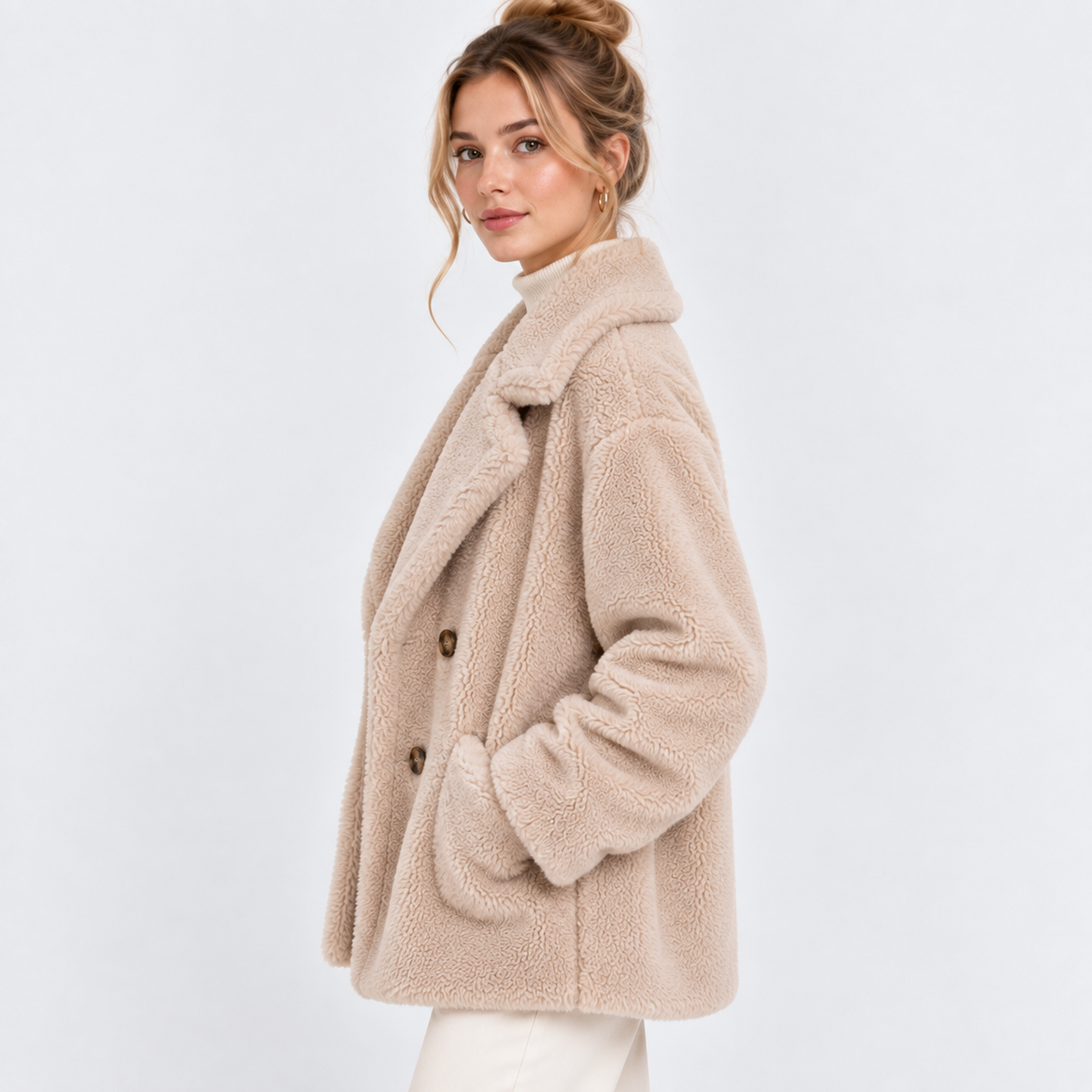 Felicity | Double-Breasted Teddy Coat for Women