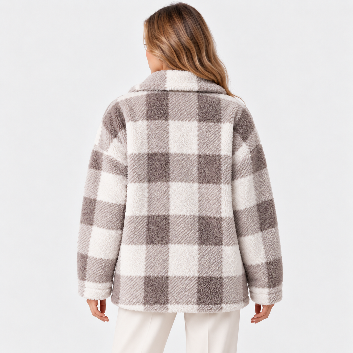 Geraldine | Plaid Button-Front Fleece Jacket for Women