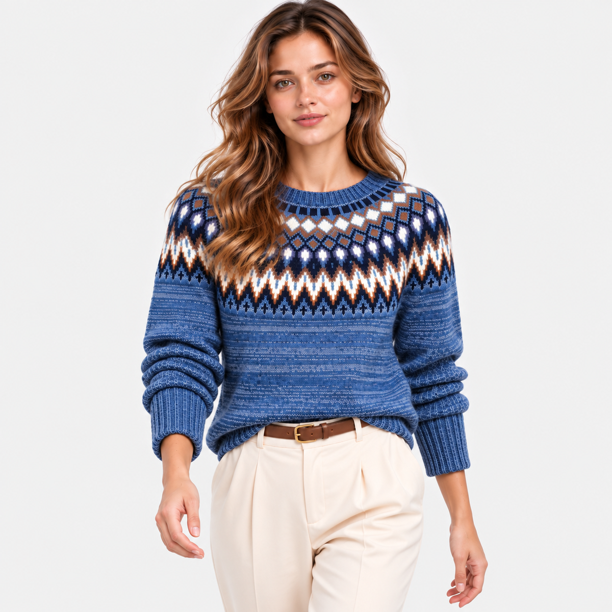 Ariadne | Nordic Fair Isle Crew Neck Sweater for Women