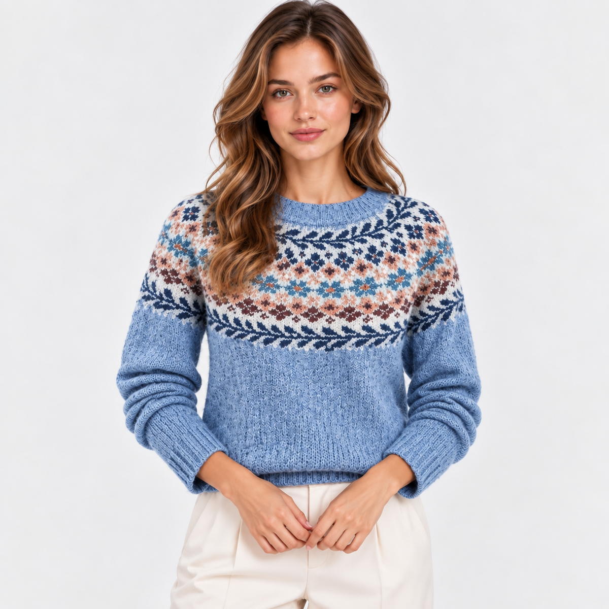 Bettina | Nordic Fair Isle Crew Neck Sweater for Women