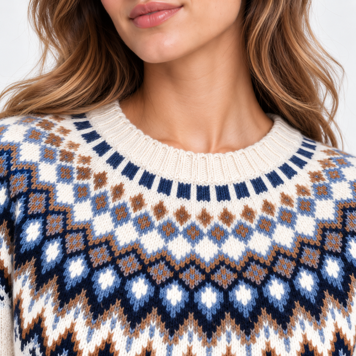 Ariadne | Nordic Fair Isle Crew Neck Sweater for Women
