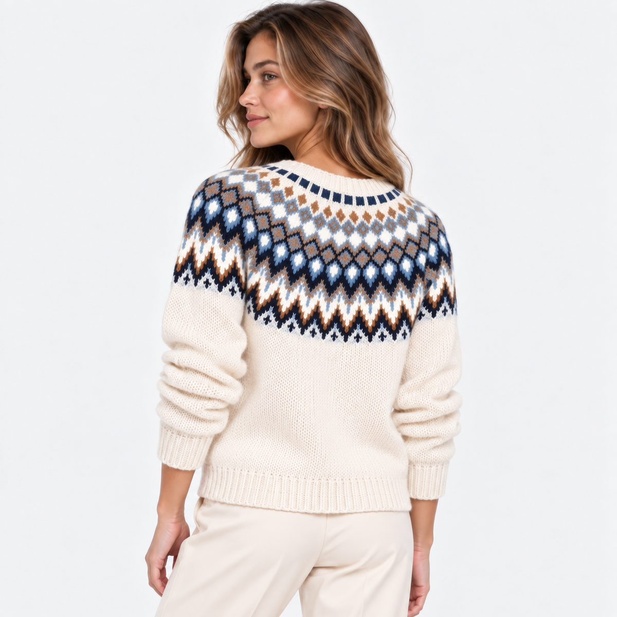 Ariadne | Nordic Fair Isle Crew Neck Sweater for Women