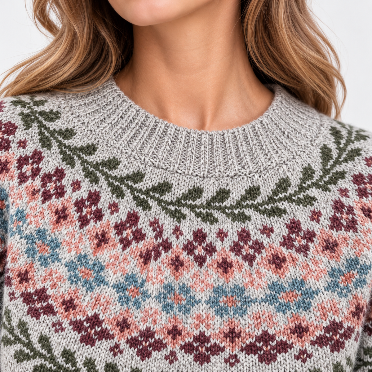 Bettina | Nordic Fair Isle Crew Neck Sweater for Women