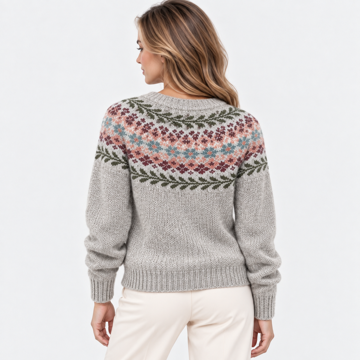 Bettina | Nordic Fair Isle Crew Neck Sweater for Women