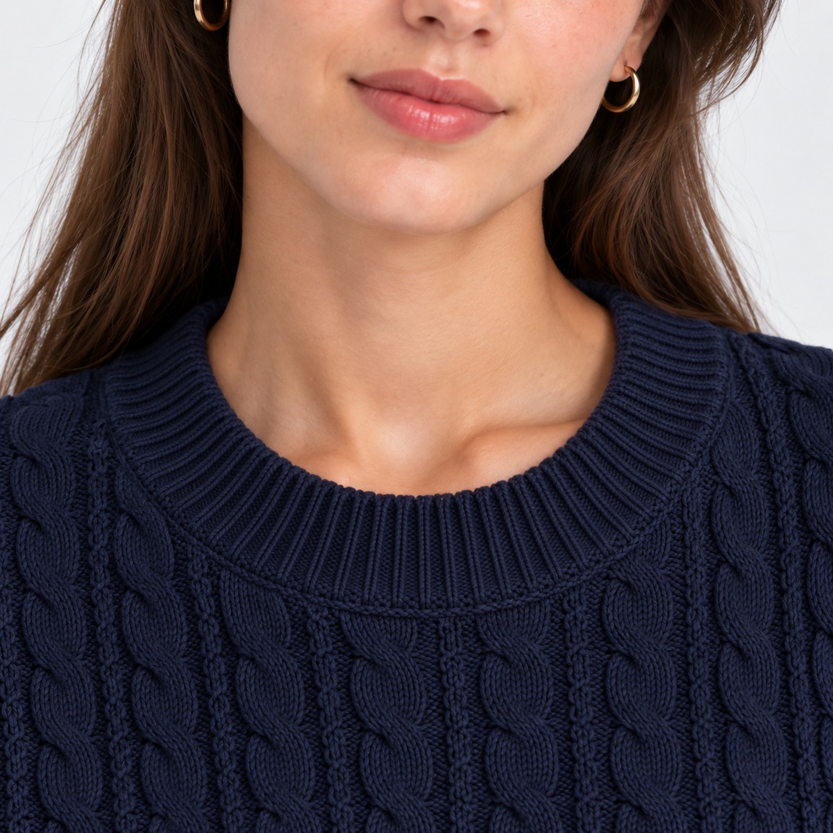 Clementine | Cable-Knit Relaxed-Fit Crew Neck Sweater for Women