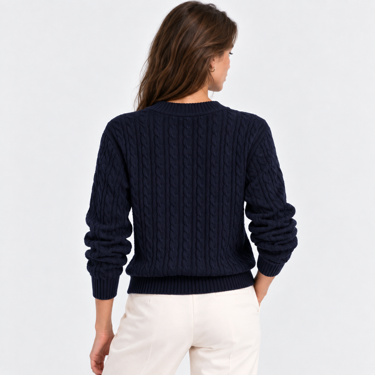 Clementine | Cable-Knit Relaxed-Fit Crew Neck Sweater for Women