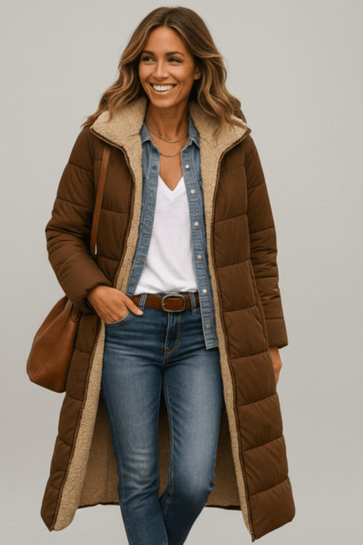 Ida | Longline Hooded Puffer Coat for Women