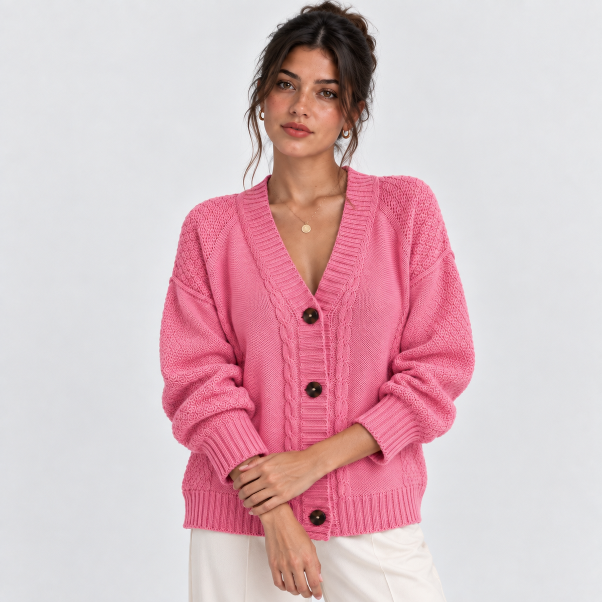 Bernadette | Button-Front V-Neck Cardigan for Women