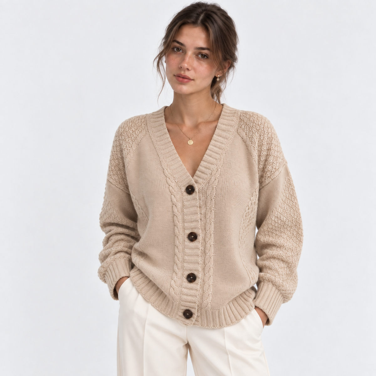 Bernadette | Button-Front V-Neck Cardigan for Women