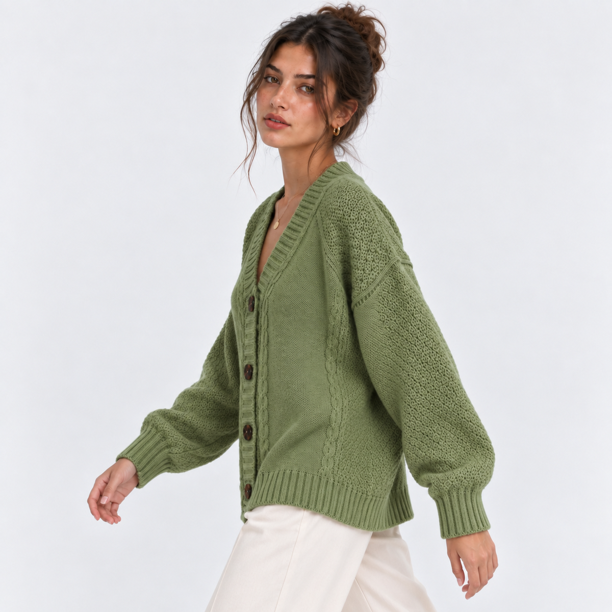 Bernadette | Button-Front V-Neck Cardigan for Women