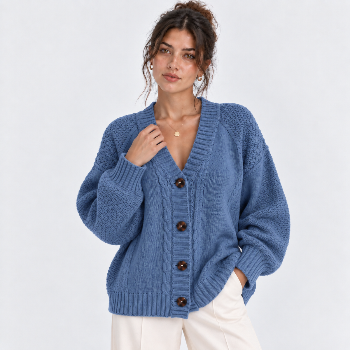 Bernadette | Button-Front V-Neck Cardigan for Women