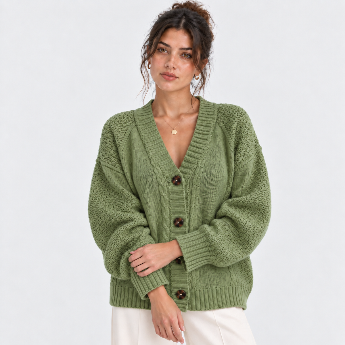 Bernadette | Button-Front V-Neck Cardigan for Women