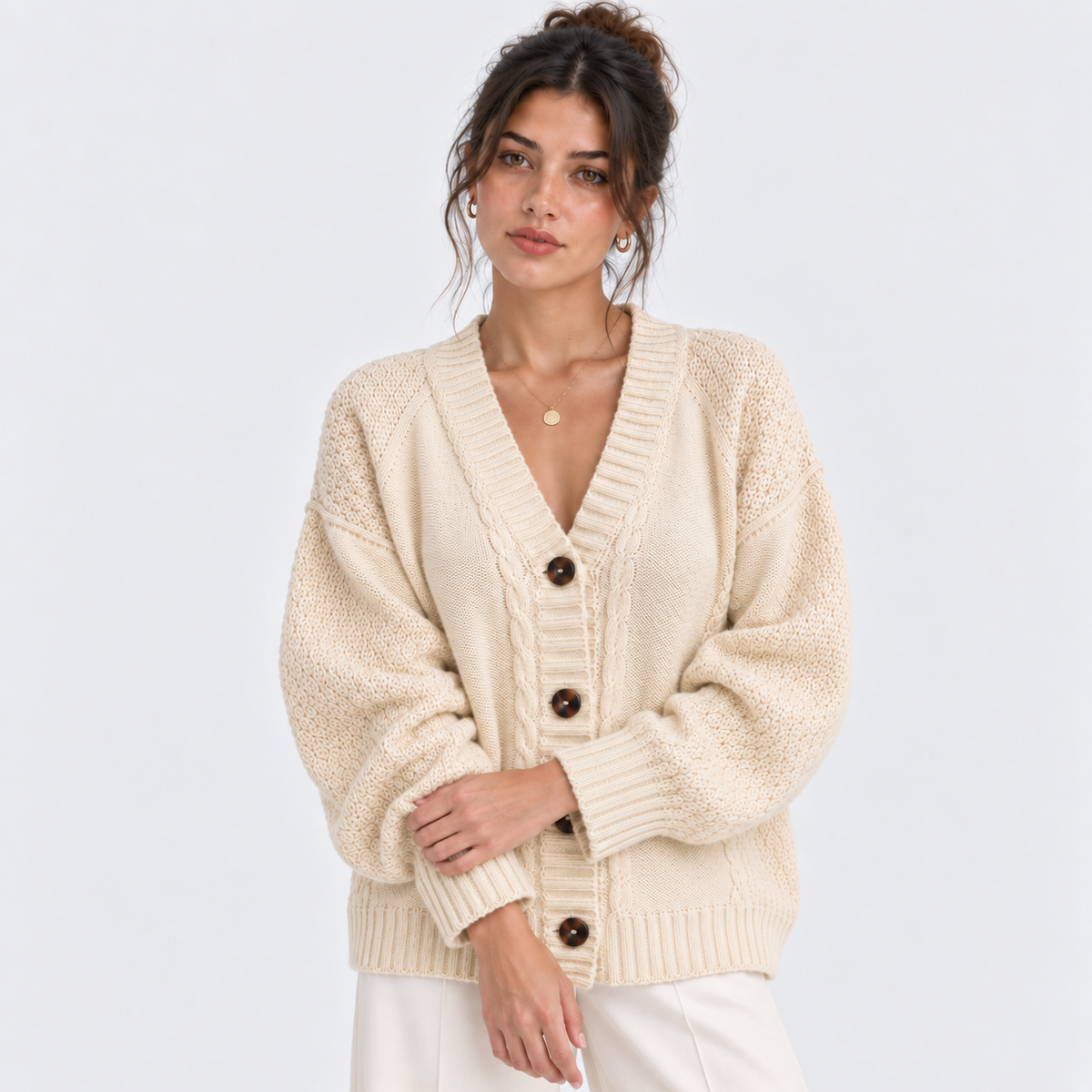 Bernadette | Button-Front V-Neck Cardigan for Women