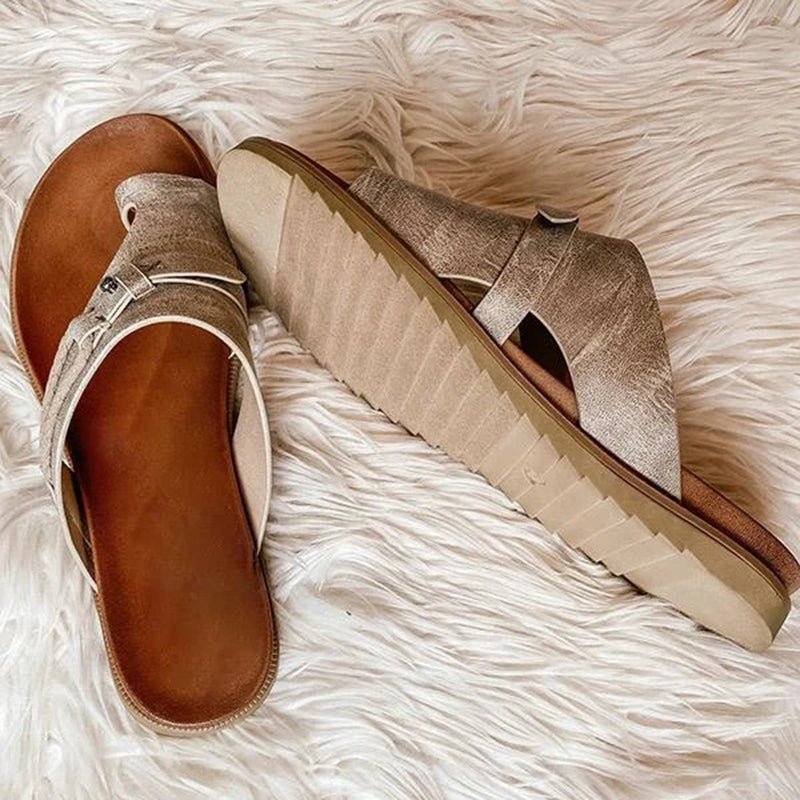 Delia women's orthopedic comfort sandals by Christine Brewer, featuring casual flat design, ideal for summer outdoor walking and hiking.