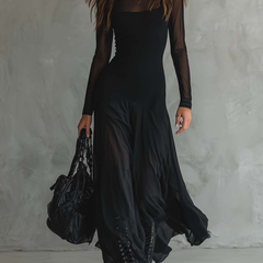 Elegant women's maxi dress by Christine Brewer with flowy tulle fabric, perfect for formal occasions and special events.