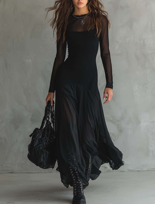 Elegant women's maxi dress by Christine Brewer with flowy tulle fabric, perfect for formal occasions and special events.