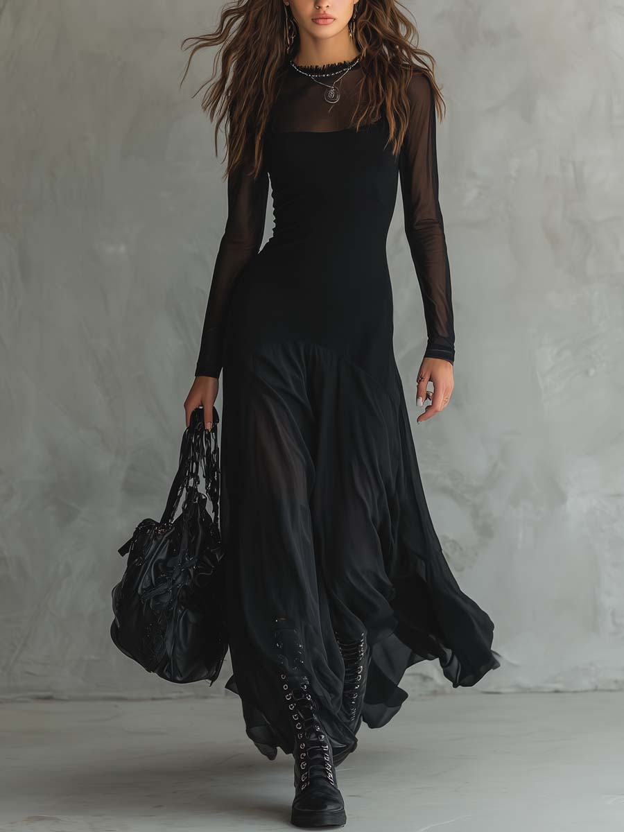 Elegant women's maxi dress by Christine Brewer with flowy tulle fabric, perfect for formal occasions and special events.