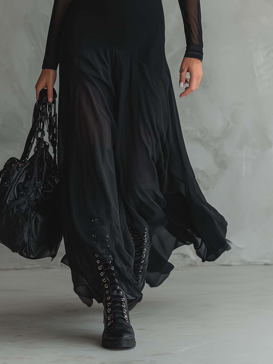 Elegant maxi dress for women by Christine Brewer featuring a flowing tulle fabric and a stylish, feminine design.