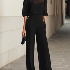 Women's summer two-piece chiffon co-ord set with high waist from Christine Brewer, featuring a stylish and breathable design.