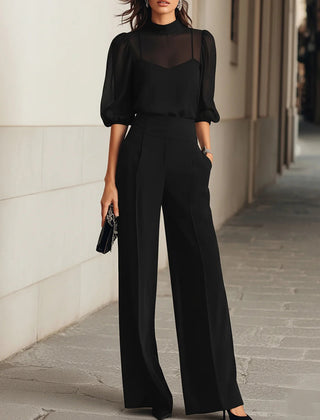 Women's summer two-piece chiffon co-ord set with high waist from Christine Brewer, featuring a stylish and breathable design.