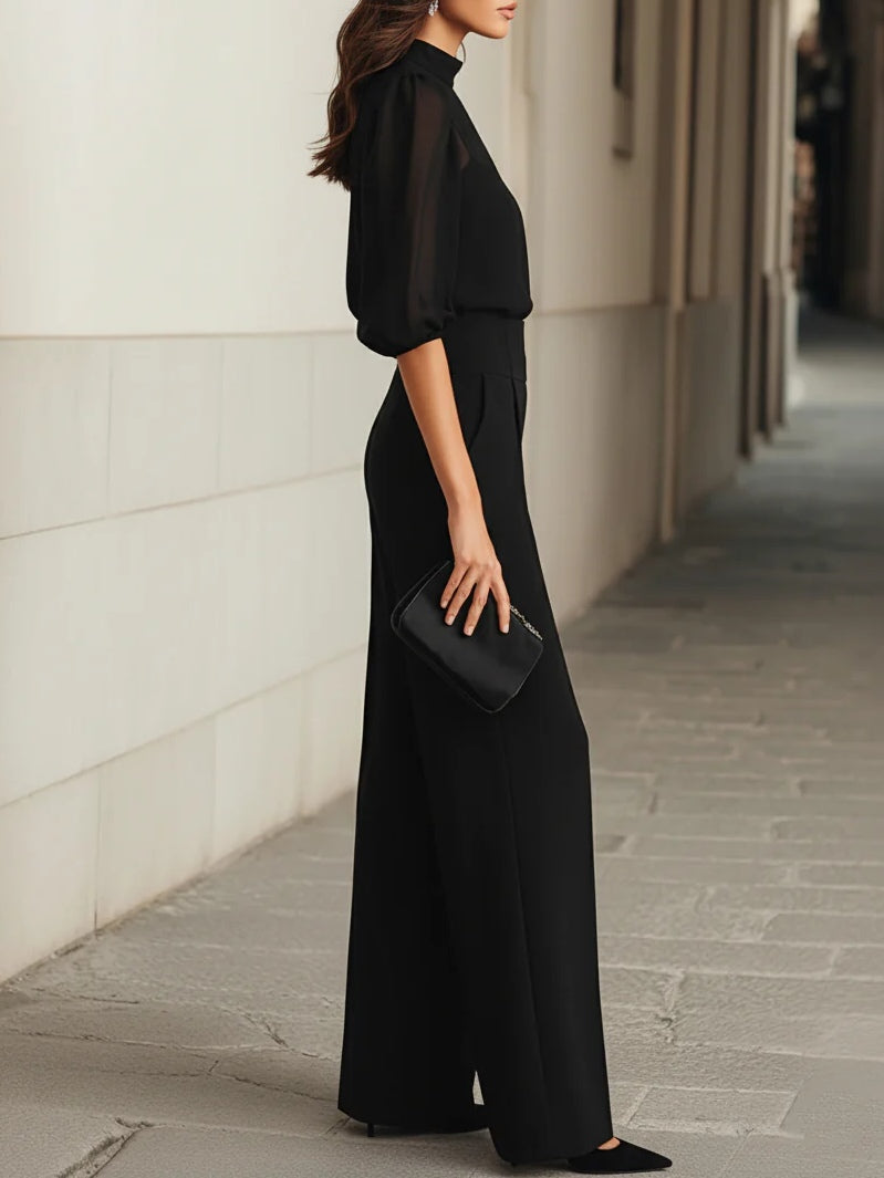 Women's chiffon summer two-piece set with high waist, stylish co-ord from Christine Brewer, featuring a flowy top and matching skirt.
