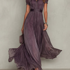 Elegant mini bodycon chiffon dress for women by Christine Brewer, shown in a stylish fit and flowy fabric.