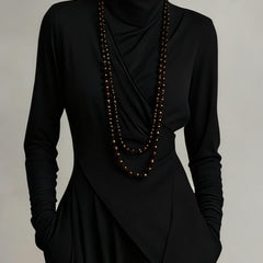 Summer maxi dress for women by Christine Brewer featuring a high neck and long sleeves, in a flowing, elegant design.