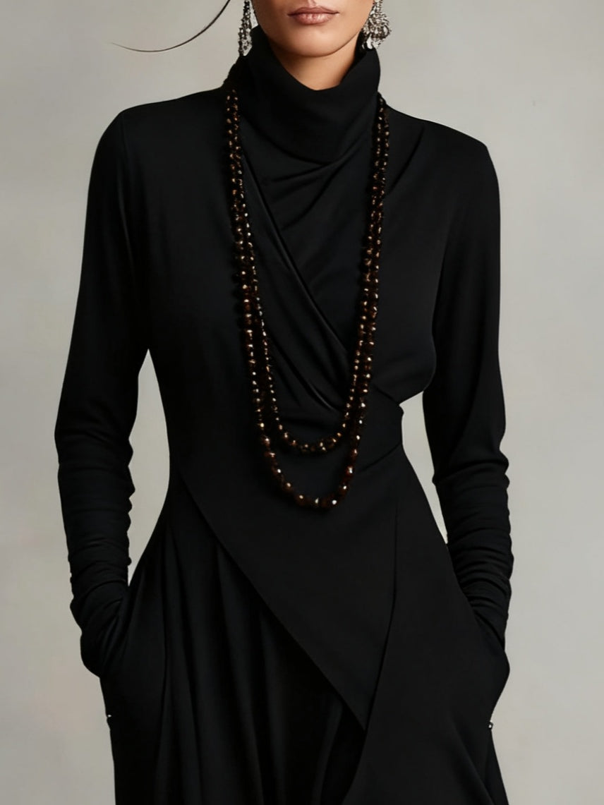 Summer maxi dress for women by Christine Brewer featuring a high neck and long sleeves, in a flowing, elegant design.