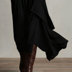 Christine Brewer summer maxi dress for women with high neck and long sleeves, featuring a flowing design and elegant style.