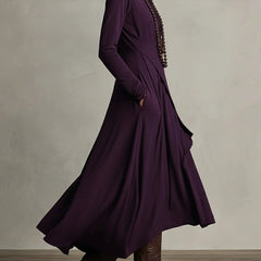 Christine Brewer women's summer maxi dress with high neck and long sleeves, stylish and comfortable for warm weather.