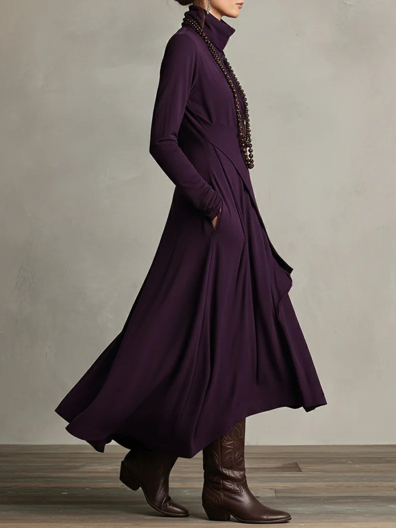 Christine Brewer women's summer maxi dress with high neck and long sleeves, stylish and comfortable for warm weather.