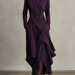 Christine Brewer women's summer maxi dress with high neck and long sleeves, stylish and comfortable for warm weather.