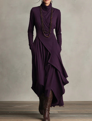 Christine Brewer women's summer maxi dress with high neck and long sleeves, stylish and comfortable for warm weather.