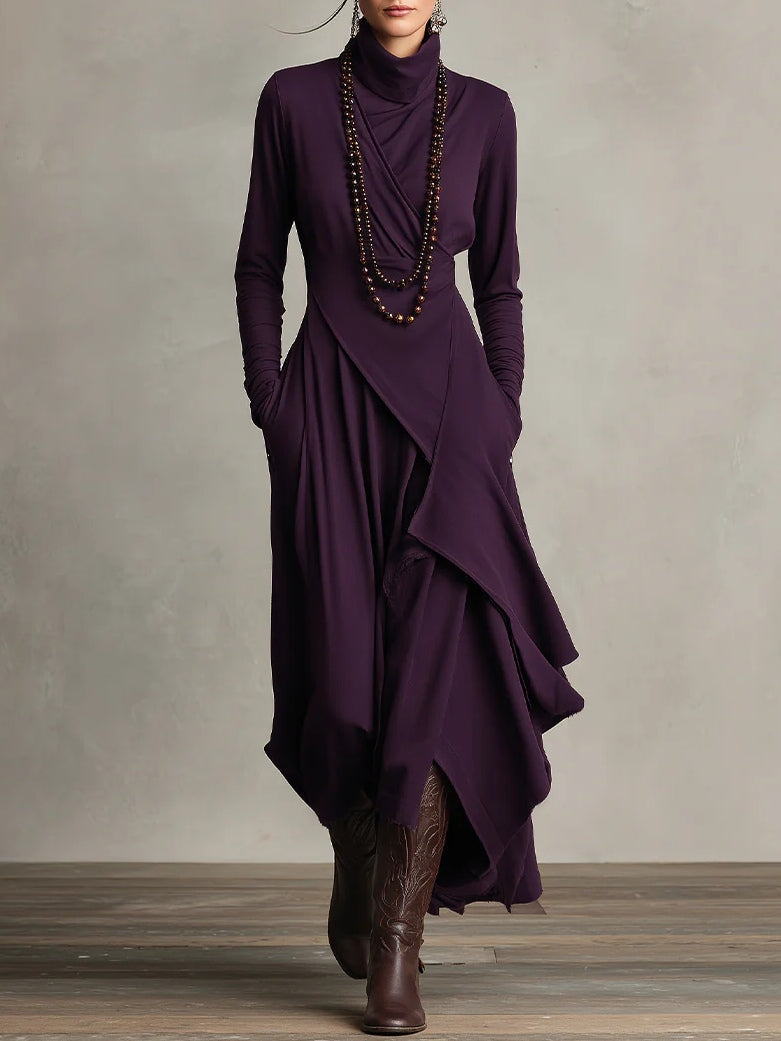 Christine Brewer women's summer maxi dress with high neck and long sleeves, stylish and comfortable for warm weather.