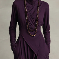 Christine Brewer summer maxi dress for women featuring a high neck and long sleeves, perfect for warm weather occasions.