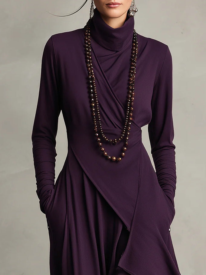 Christine Brewer summer maxi dress for women featuring a high neck and long sleeves, perfect for warm weather occasions.