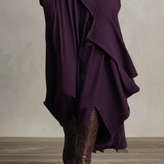 Christine Brewer women's summer maxi dress with high neck and long sleeves, flowing fabric, and elegant design.