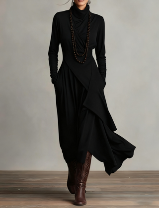 Summer maxi dress for women by Christine Brewer featuring a high neck and long sleeves, perfect for warm-weather styling.