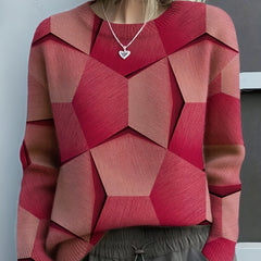 Colorblock sweater for women by Christine Brewer featuring a stylish mixed-color design and cozy knit texture.