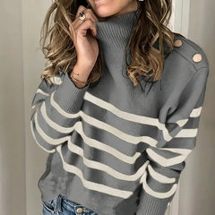 Christine Brewer Megan striped sweater for women featuring a cozy, stylish design with multicolored horizontal stripes.