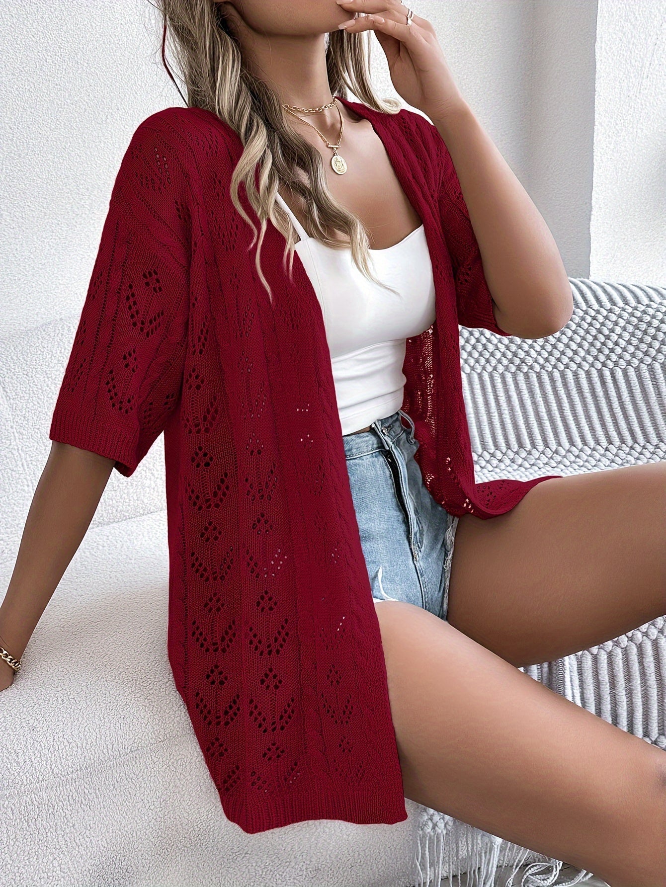 Christine Brewer Emma knit cardigan for women, soft textured cozy top in a stylish design, perfect for casual or layered wear.