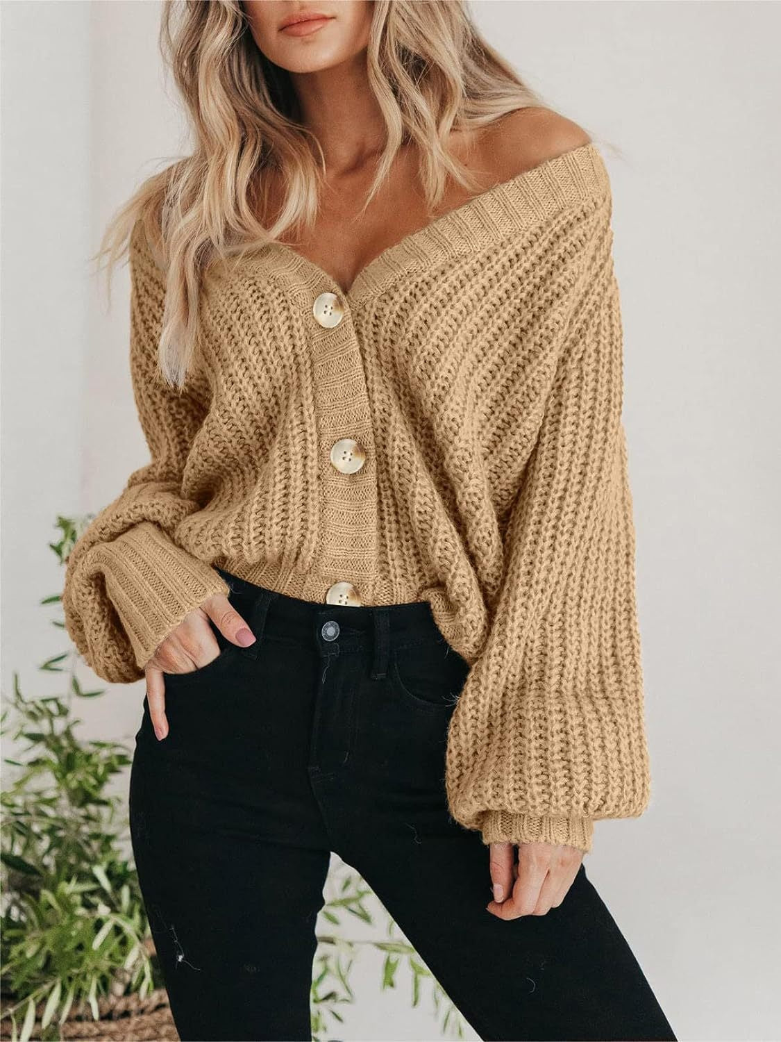 Christa | Chunky Knit V-Neck Cardigan for Women