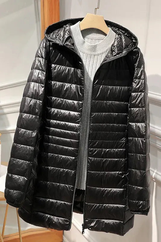 Jutta | Women's Long Winter Coat Hooded Quilted Insulated Warm Zip-Up