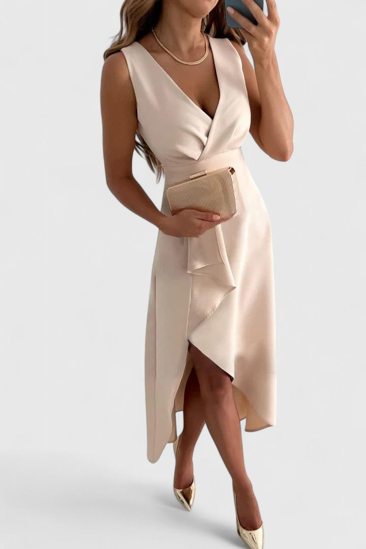 Jessa | Wedding Guest Dress Midi Dress Women Wrap V-Neck Cocktail Formal Evening Fall Party