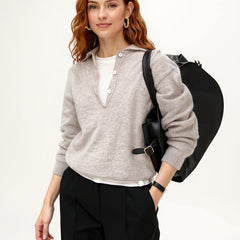 Christine Brewer women's wool hoodie sweater, cozy knit hoodie with a relaxed fit, soft wool material, and casual style.