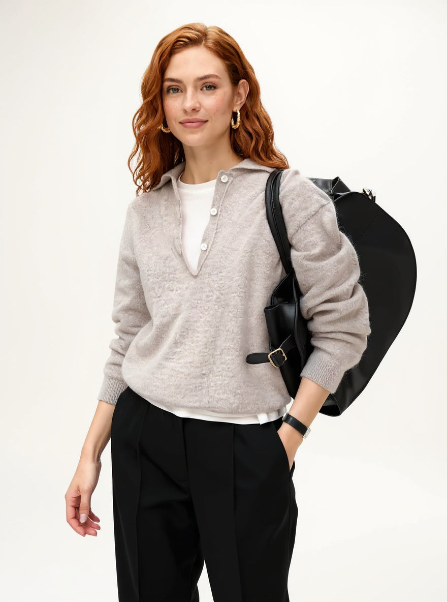 Christine Brewer women's wool hoodie sweater, cozy knit hoodie with a relaxed fit, soft wool material, and casual style.