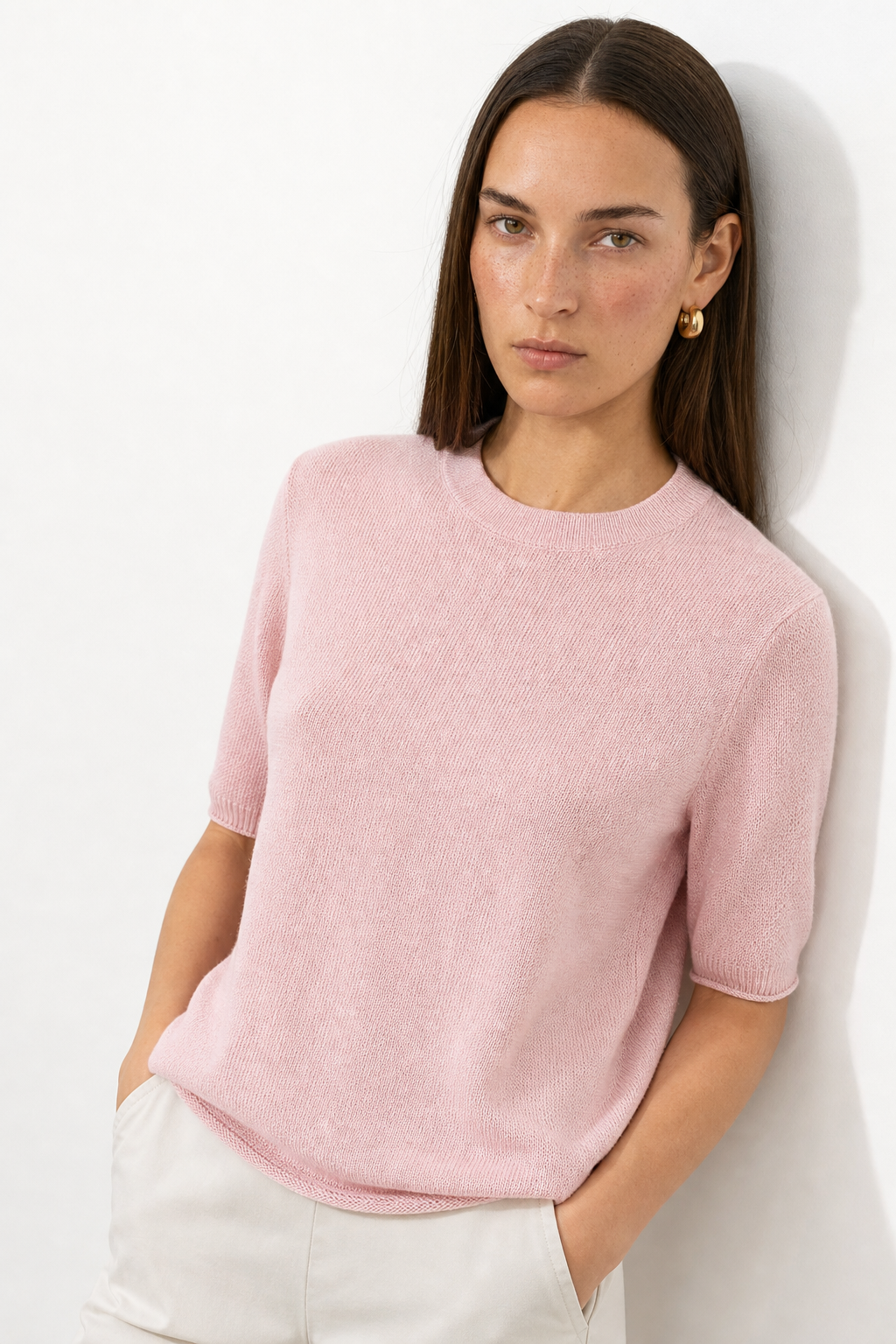 Cream-colored Frankie wool sweater for women by Christine Brewer, featuring a cozy, textured knit design.