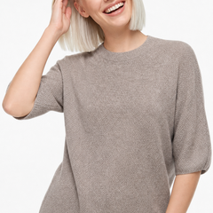 Christine Brewer Frankie wool sweater for women, soft knit sweater in neutral tones, featuring a cozy, relaxed fit.