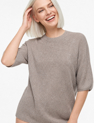 Christine Brewer Frankie wool sweater for women, soft knit sweater in neutral tones, featuring a cozy, relaxed fit.